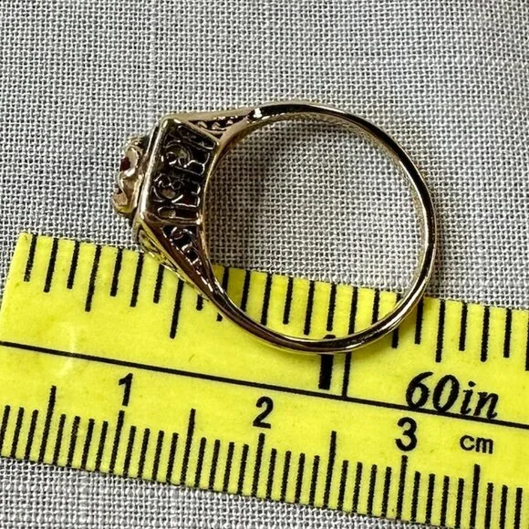 Vintage 14KGF Joseph Esposito Art Decor / Art Nouveau style Ring with Ruby - Picture 7 of 15